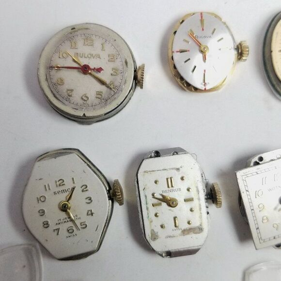 Vintage Broken Mechanical Watch Lot, Faces Craft Repurpose Supplies Repair - Picture 4 of 5